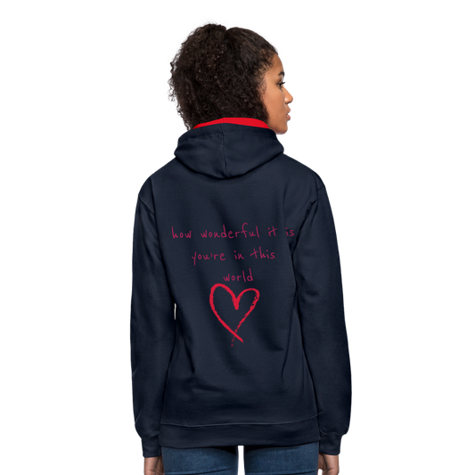 Sudadera con capucha en contraste"love" - navy/red