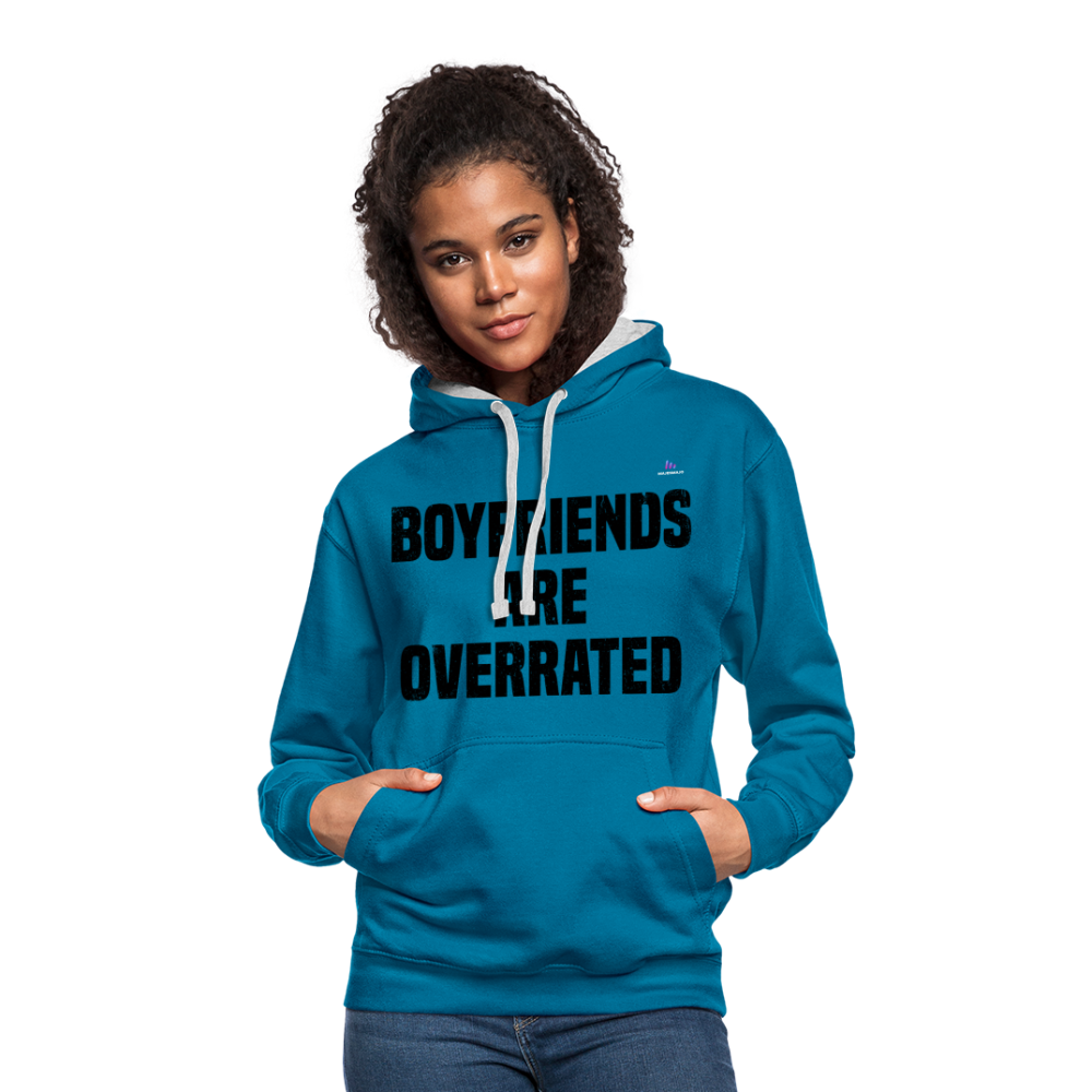 Sudadera con capucha en contraste"love" - peacock blue/heather grey