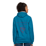 Sudadera con capucha en contraste"love" - peacock blue/heather grey