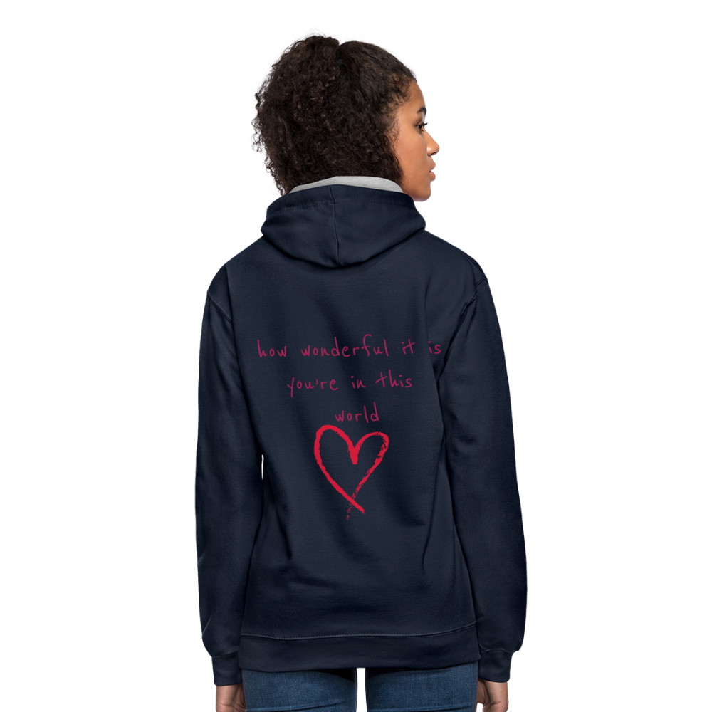 Sudadera con capucha en contraste"love" - navy/heather grey