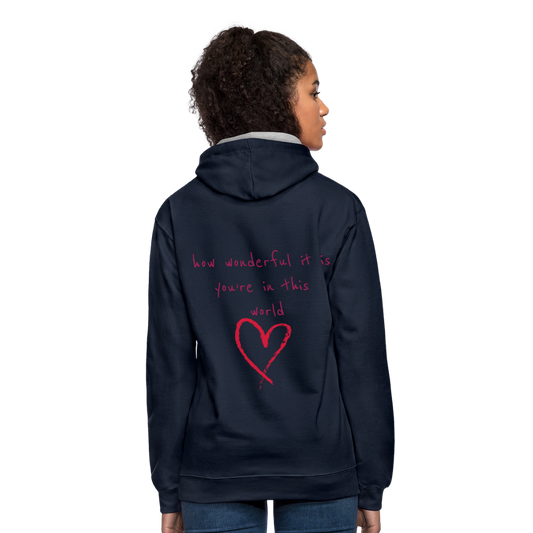 Sudadera con capucha en contraste"love" - navy/heather grey