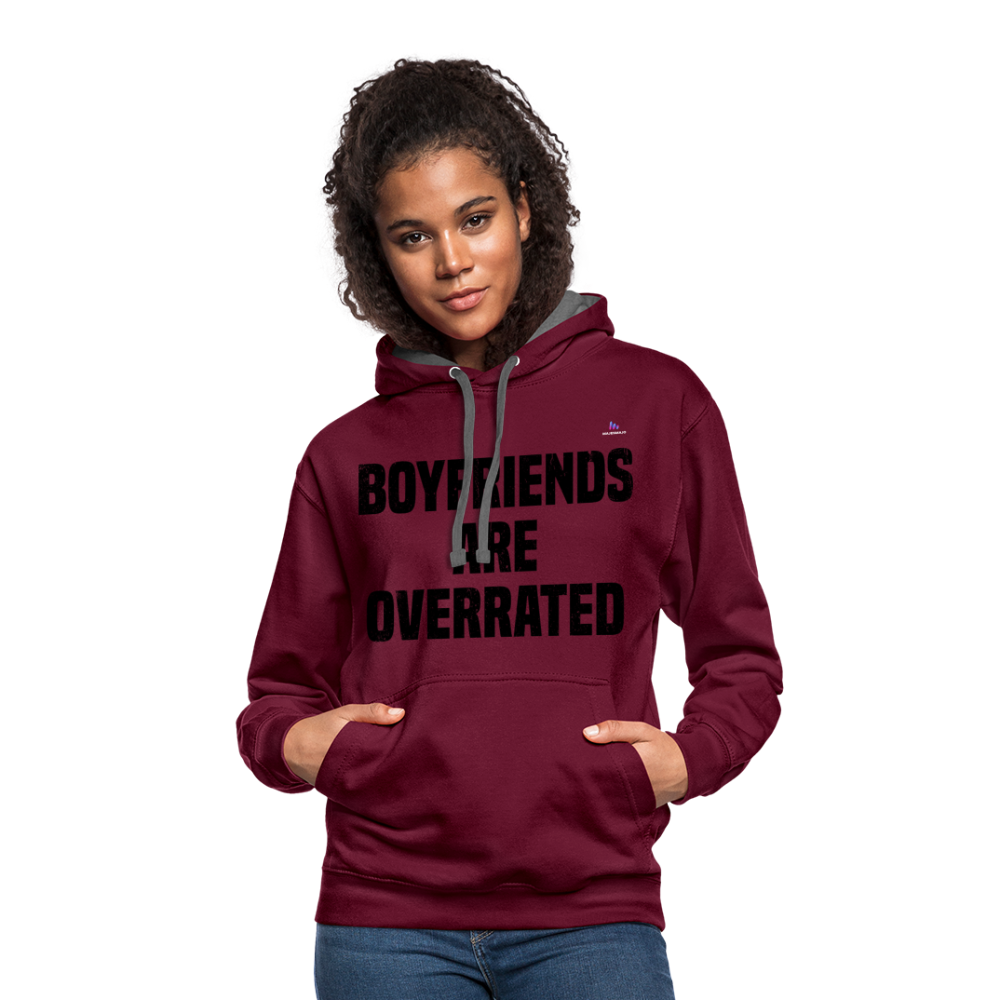 Sudadera con capucha en contraste"love" - burgundy/charcoal