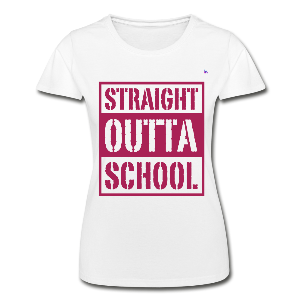 Camiseta de Fruit of the Loom"straight outta school" - white