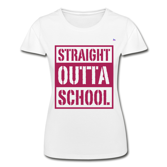 Camiseta de Fruit of the Loom"straight outta school" - white