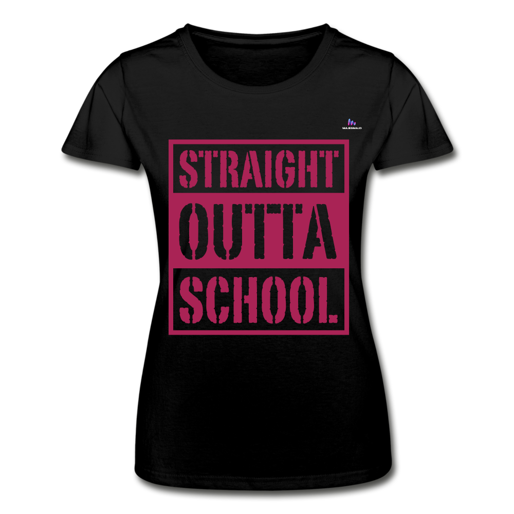 Camiseta de Fruit of the Loom"straight outta school" - black