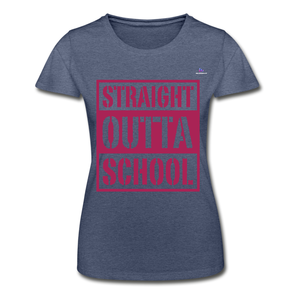 Camiseta de Fruit of the Loom"straight outta school" - heather navy