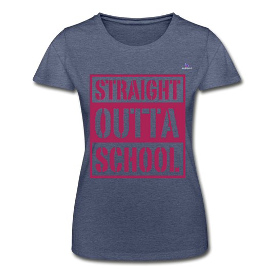 Camiseta de Fruit of the Loom"straight outta school" - heather navy