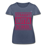 Camiseta de Fruit of the Loom"straight outta school" - heather navy