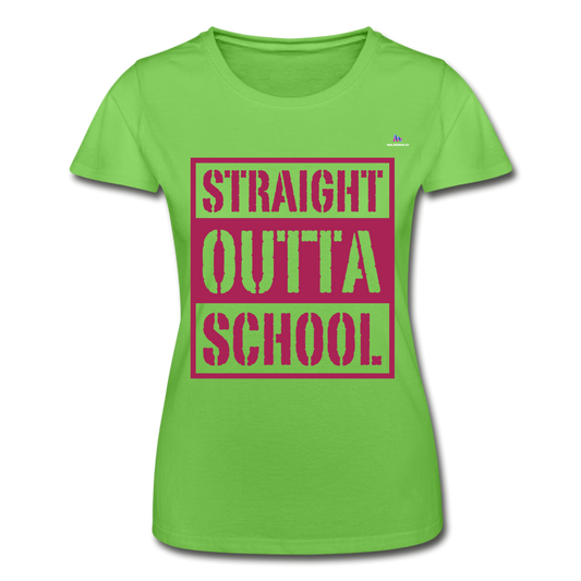 Camiseta de Fruit of the Loom"straight outta school" - light green