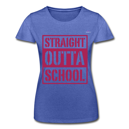 Camiseta de Fruit of the Loom"straight outta school" - heather blue