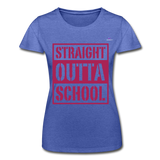 Camiseta de Fruit of the Loom"straight outta school" - heather blue