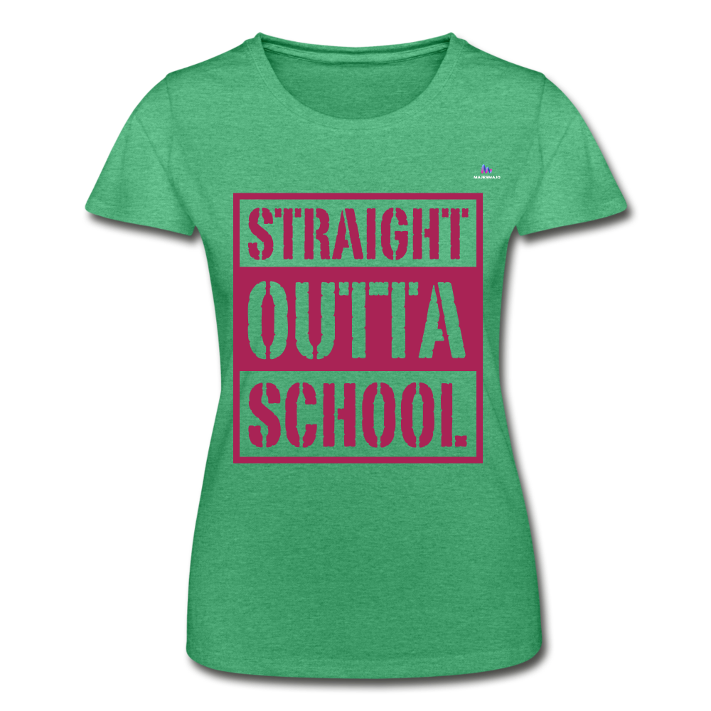 Camiseta de Fruit of the Loom"straight outta school" - heather green