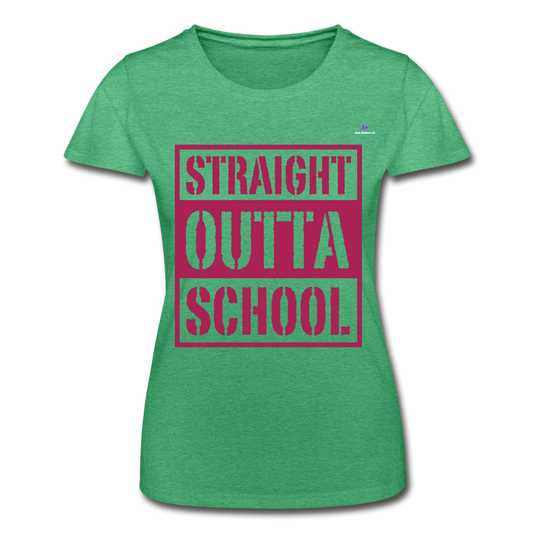 Camiseta de Fruit of the Loom"straight outta school" - heather green