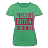 Camiseta de Fruit of the Loom"straight outta school" - heather green