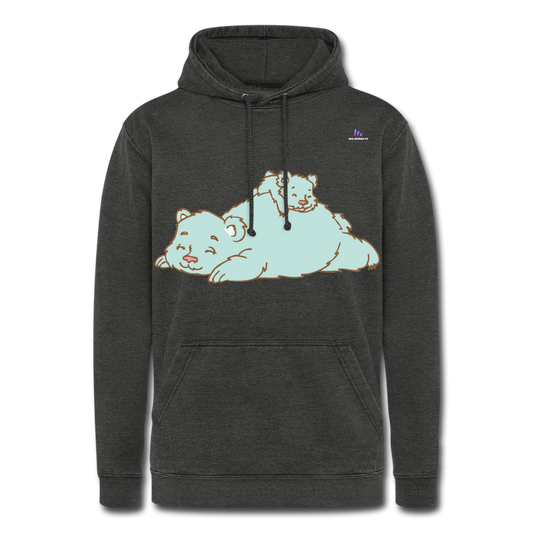 Nuestra sudadera con capucha vintage"Polar bear" - washed black