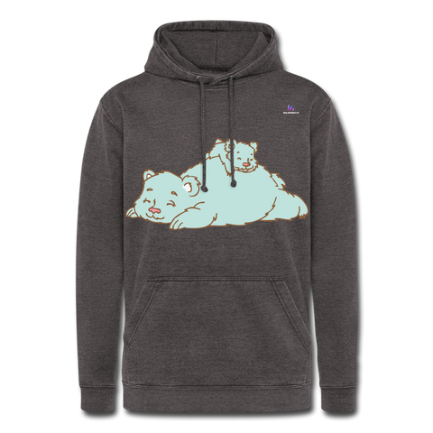 Nuestra sudadera con capucha vintage"Polar bear" - washed charcoal