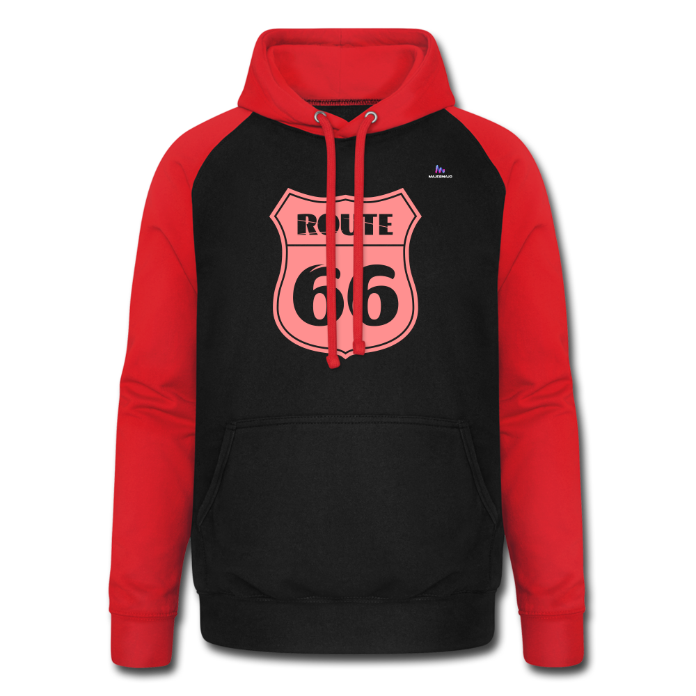 Sudadera con capucha de béisbol unisex"Motorcycle with Hearts" - black/red