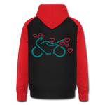 Sudadera con capucha de béisbol unisex"Motorcycle with Hearts" - black/red