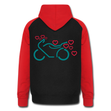 Sudadera con capucha de béisbol unisex"Motorcycle with Hearts" - black/red