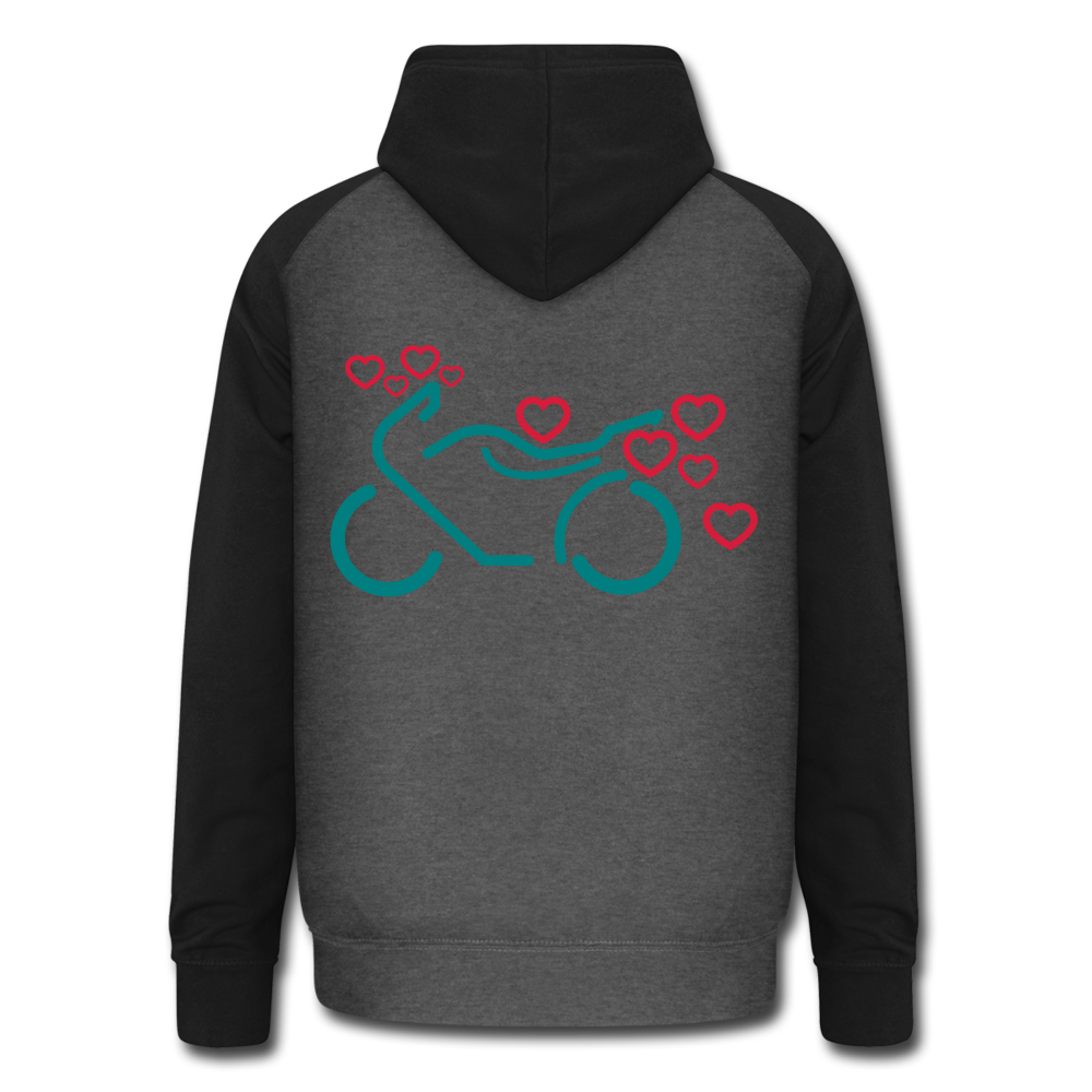 Sudadera con capucha de béisbol unisex"Motorcycle with Hearts" - graphite/black