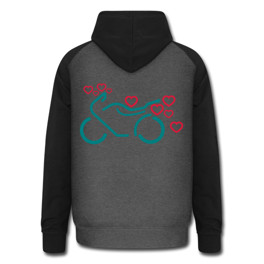 Sudadera con capucha de béisbol unisex"Motorcycle with Hearts" - graphite/black