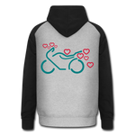 Sudadera con capucha de béisbol unisex"Motorcycle with Hearts" - heather grey/black