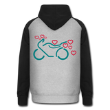 Sudadera con capucha de béisbol unisex"Motorcycle with Hearts" - heather grey/black