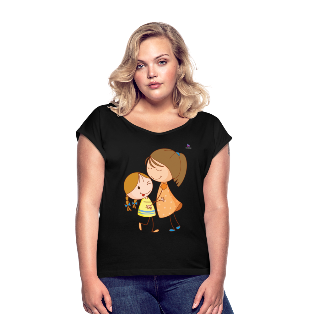 Camiseta con manga enrollada"Children" - black