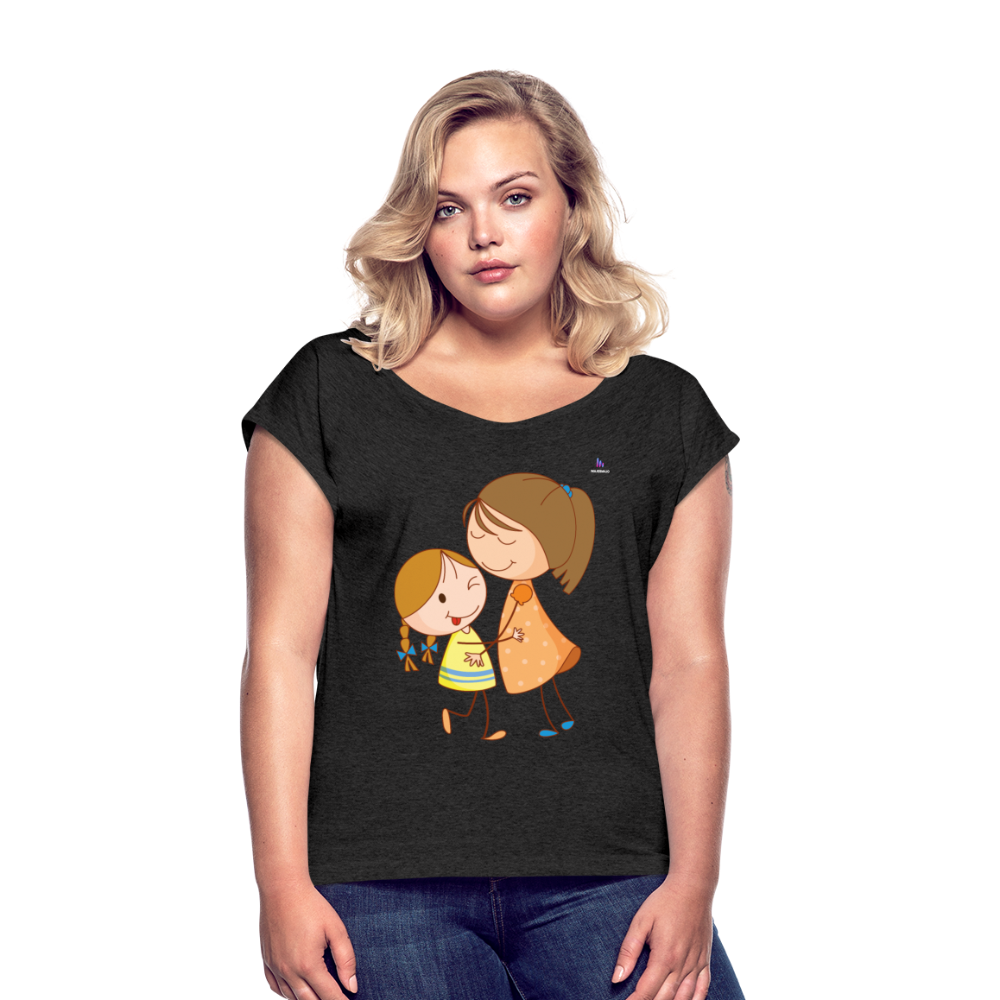 Camiseta con manga enrollada"Children" - heather black