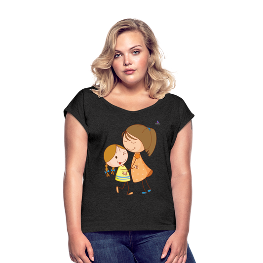 Camiseta con manga enrollada"Children" - heather black
