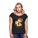 Camiseta con manga enrollada"Children" - heather black