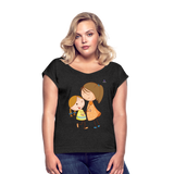 Camiseta con manga enrollada"Children" - heather black