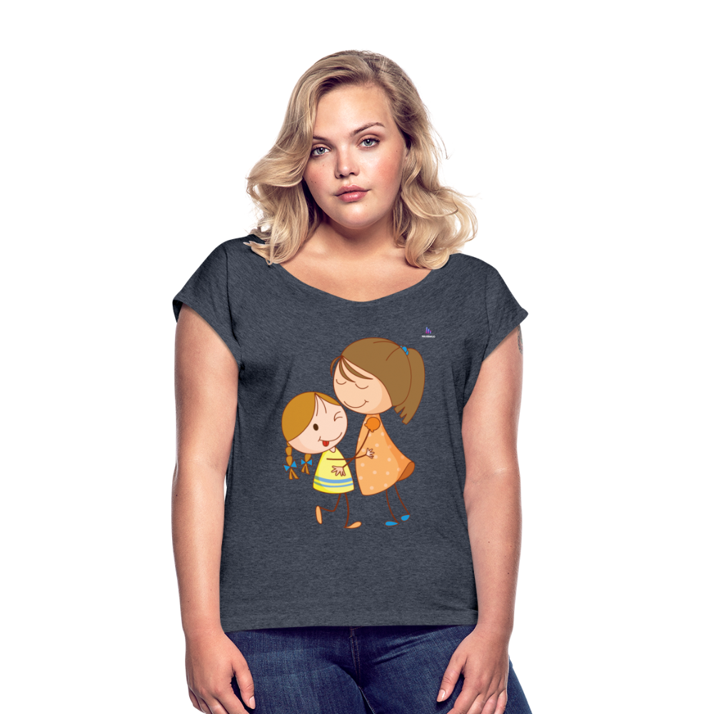 Camiseta con manga enrollada"Children" - heather navy