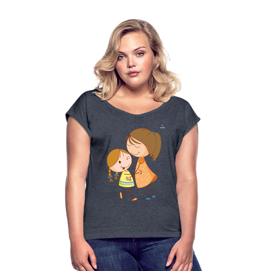 Camiseta con manga enrollada"Children" - heather navy