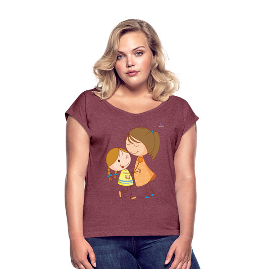 Camiseta con manga enrollada"Children" - heather burgundy