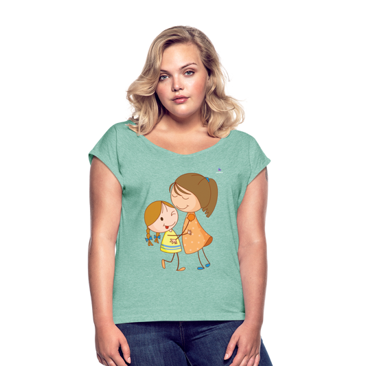 Camiseta con manga enrollada"Children" - heather mint