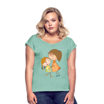 Camiseta con manga enrollada"Children" - heather mint