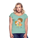 Camiseta con manga enrollada"Children" - heather mint