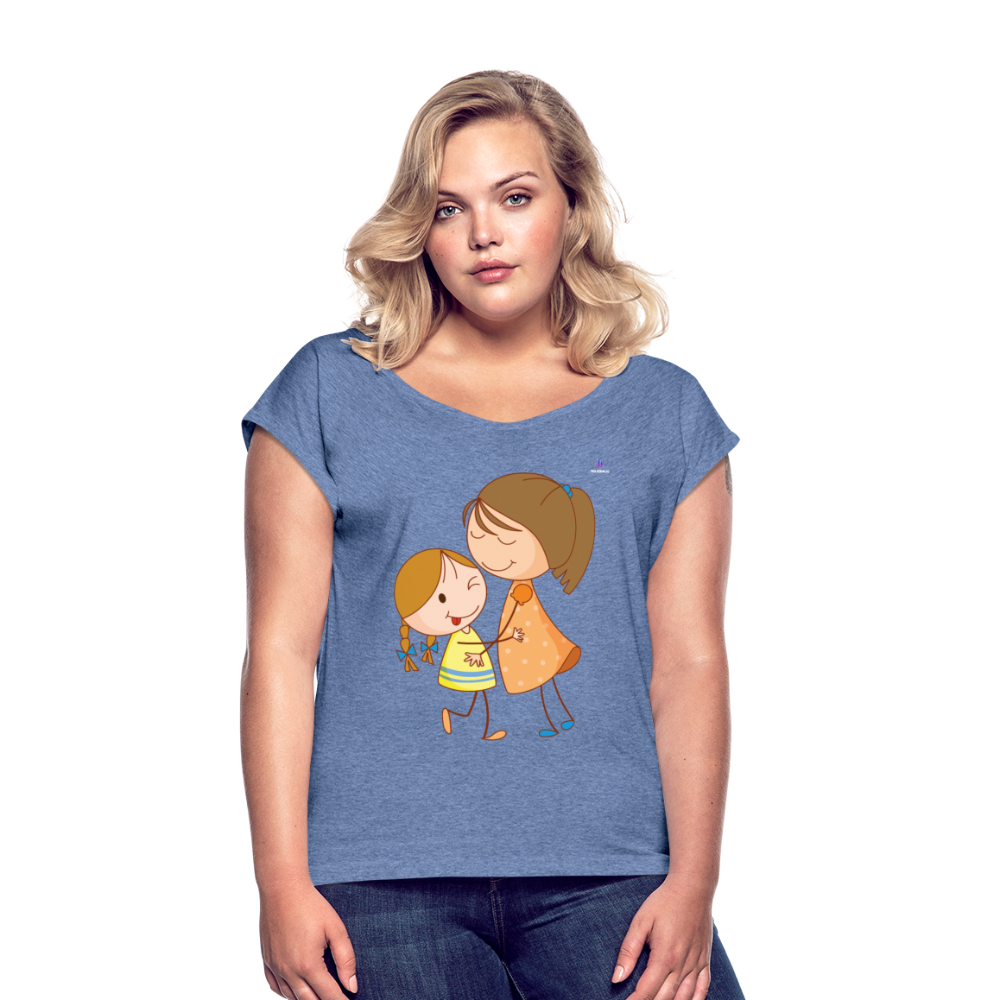 Camiseta con manga enrollada"Children" - heather denim