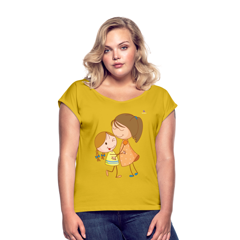 Camiseta con manga enrollada"Children" - mustard yellow