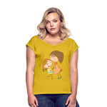 Camiseta con manga enrollada"Children" - mustard yellow