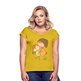 Camiseta con manga enrollada"Children" - mustard yellow