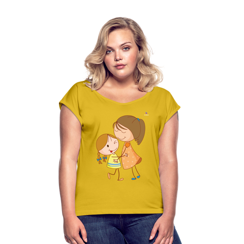 Camiseta con manga enrollada"Children" - mustard yellow