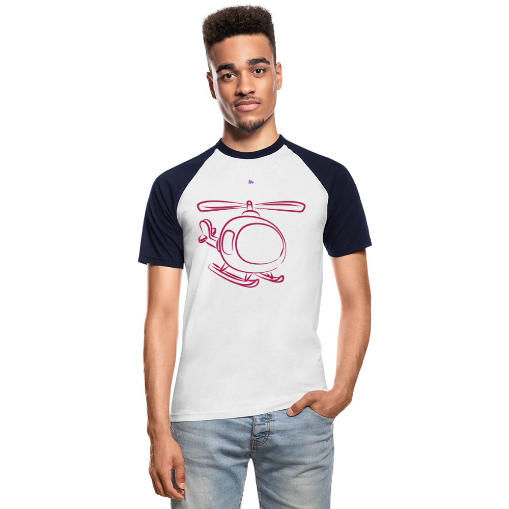 Camiseta béisbol manga corta"Helicopter" - white/navy
