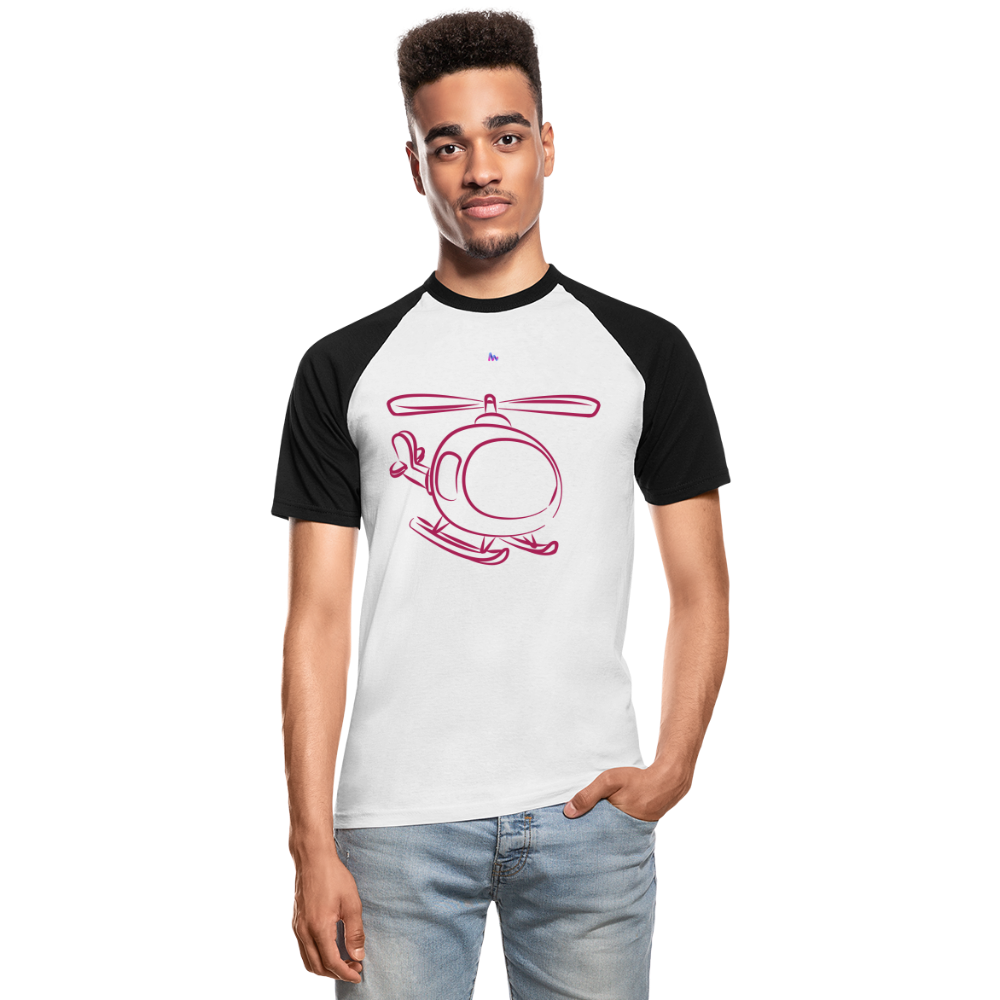 Camiseta béisbol manga corta"Helicopter" - white/black