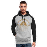 Sudadera con capucha de béisbol unisex"No money no honey" - heather grey/black