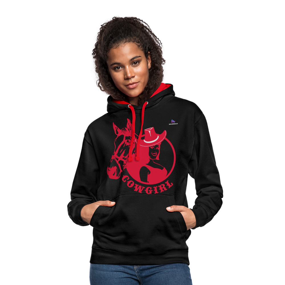 Sudadera con capucha en contraste"horse love" - black/red
