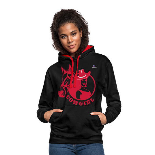 Sudadera con capucha en contraste"horse love" - black/red
