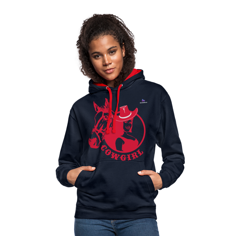Sudadera con capucha en contraste"horse love" - navy/red