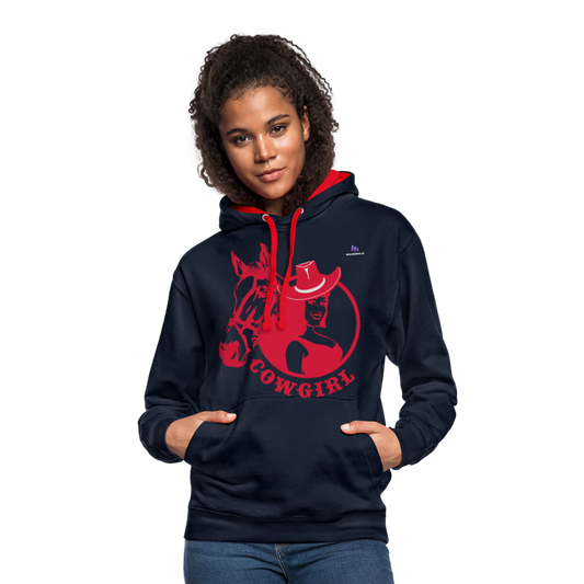 Sudadera con capucha en contraste"horse love" - navy/red